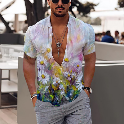 2023. gada Havaju salu tropu vīriešu krekli Vīriešu 3D apdruka, brīvdienu blūze ar īsām piedurknēm Harajuku 5xl lielizmēra topi T-krekls vīrietis