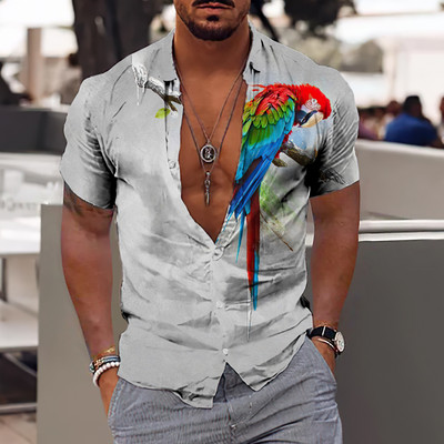 2022 Bumbac Animal Cool 3d Cămașă Hawaiană Bărbat Lejer, Respirabil, Ocazional, Cămași Bărbați Streetwear Plajă Cămașă Bărbați Mărimea UE