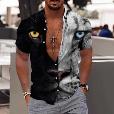 2022 Bumbac Animal Cool 3d Cămașă Hawaiană Bărbat Lejer, Respirabil, Ocazional, Cămași Bărbați Streetwear Plajă Cămașă Bărbați Mărimea UE