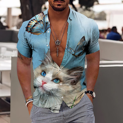 2022 Bumbac Animal Cool 3d Cămașă Hawaiană Bărbat Lejer, Respirabil, Ocazional, Cămași Bărbați Streetwear Plajă Cămașă Bărbați Mărimea UE