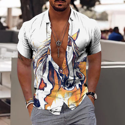 2022 Bumbac Animal Cool 3d Cămașă Hawaiană Bărbat Lejer, Respirabil, Ocazional, Cămași Bărbați Streetwear Plajă Cămașă Bărbați Mărimea UE