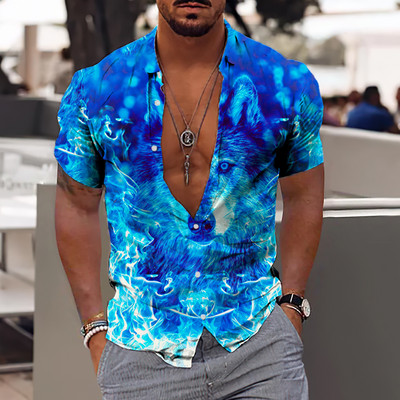 2022 Bumbac Animal Cool 3d Cămașă Hawaiană Bărbat Lejer, Respirabil, Ocazional, Cămași Bărbați Streetwear Plajă Cămașă Bărbați Mărimea UE