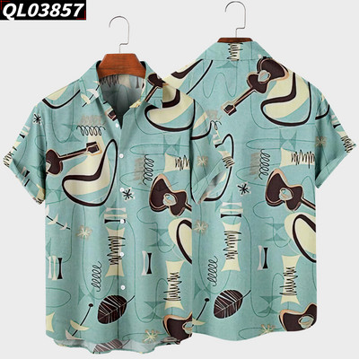 Ανδρικό κοντομάνικο πουκάμισο πέτο 2022 Oversized 8 3D Geometric Print Ανδρικό πουκάμισο τσέπης Harajuku Hot Style