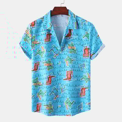 Havajska muška košulja sa smiješnim leopard printom Muška odjeća Polka Harajuku Majica kratkih rukava Modna ulična košulja za muškarce Top