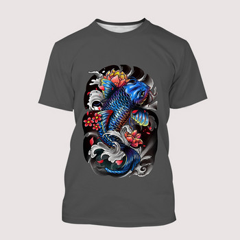 2022 Lucky T-Shirts Koi Fish Art 3D Print Streetwear Мъжки Жени Мода О-образно деколте Извънгабаритна тениска Harajuku Детски тениски Топове Дрехи