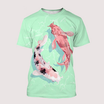 2022 Lucky T-Shirts Koi Fish Art 3D Print Streetwear Мъжки Жени Мода О-образно деколте Извънгабаритна тениска Harajuku Детски тениски Топове Дрехи