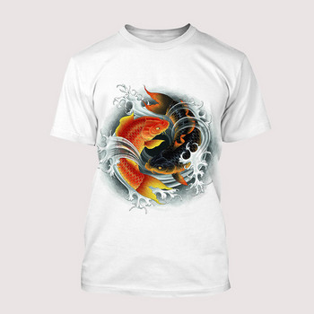 2022 Lucky T-Shirts Koi Fish Art 3D Print Streetwear Мъжки Жени Мода О-образно деколте Извънгабаритна тениска Harajuku Детски тениски Топове Дрехи