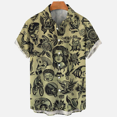 2022. aasta suve retromoodne merineitsi särk 3d Hawaii särgid meeste särk vabaaja lühikeste varrukatega lahtised hingavad särgid