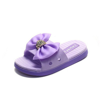 Παντόφλες για κορίτσια με παιδικά παπούτσια εξωτερικού χώρου με κόμπους πεταλούδας Μοντέρνα μεγάλα κρύσταλλα παπούτσια για κορίτσια Slides Indoor παπούτσια E04083