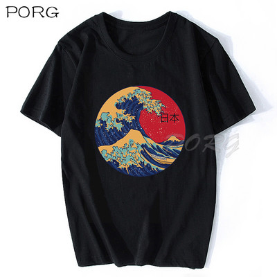 Japonské tričko s krátkym rukávom a motívom Veľkej vlny Kanagawa, 100% bavlna, letné pánske nadrozmerné tričká, módne pánske košele 2022