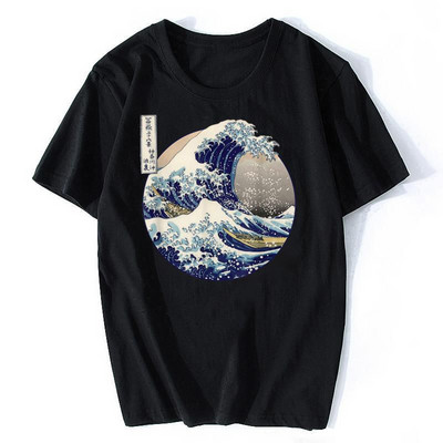 Japonské tričko s krátkym rukávom a motívom Veľkej vlny Kanagawa, 100% bavlna, letné pánske nadrozmerné tričká, módne pánske košele 2022