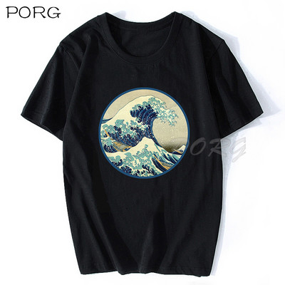 Japonské tričko s krátkym rukávom a motívom Veľkej vlny Kanagawa, 100% bavlna, letné pánske nadrozmerné tričká, módne pánske košele 2022