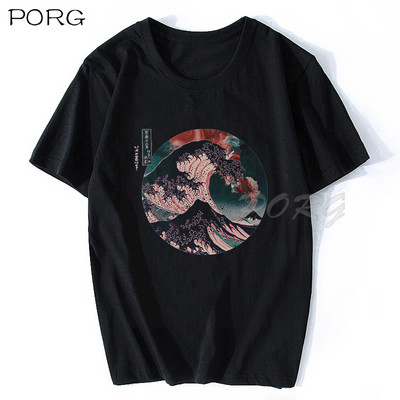 Japonské tričko s krátkym rukávom a motívom Veľkej vlny Kanagawa, 100% bavlna, letné pánske nadrozmerné tričká, módne pánske košele 2022