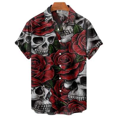 Cămăși de Halloween 2022 pentru bărbați Cămăși pentru bărbați cu schelet Cămăși hawaiane pentru bărbați Costume festive Street Hip Hop Fashion Top cu mânecă scurtă