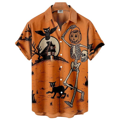 Cămăși de Halloween 2022 pentru bărbați Cămăși pentru bărbați cu schelet Cămăși hawaiane pentru bărbați Costume festive Street Hip Hop Fashion Top cu mânecă scurtă
