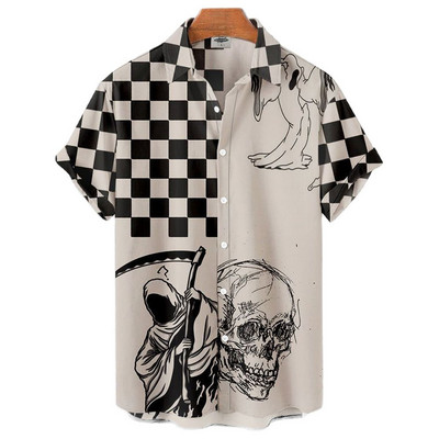 Cămăși de Halloween 2022 pentru bărbați Cămăși pentru bărbați cu schelet Cămăși hawaiane pentru bărbați Costume festive Street Hip Hop Fashion Top cu mânecă scurtă