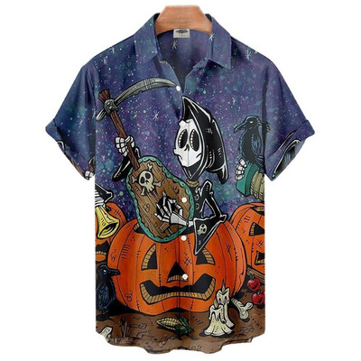 Cămăși de Halloween 2022 pentru bărbați Cămăși pentru bărbați cu schelet Cămăși hawaiane pentru bărbați Costume festive Street Hip Hop Fashion Top cu mânecă scurtă