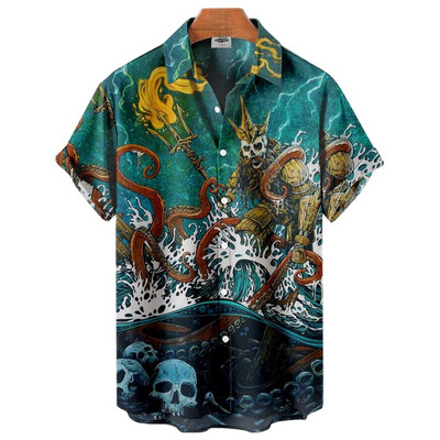 Cămăși de Halloween 2022 pentru bărbați Cămăși pentru bărbați cu schelet Cămăși hawaiane pentru bărbați Costume festive Street Hip Hop Fashion Top cu mânecă scurtă