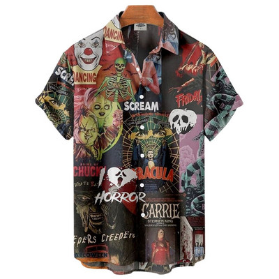 Cămăși de Halloween 2022 pentru bărbați Cămăși pentru bărbați cu schelet Cămăși hawaiane pentru bărbați Costume festive Street Hip Hop Fashion Top cu mânecă scurtă