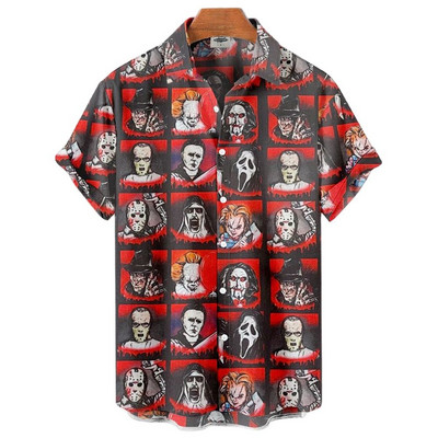 Cămăși de Halloween 2022 pentru bărbați Cămăși pentru bărbați cu schelet Cămăși hawaiane pentru bărbați Costume festive Street Hip Hop Fashion Top cu mânecă scurtă