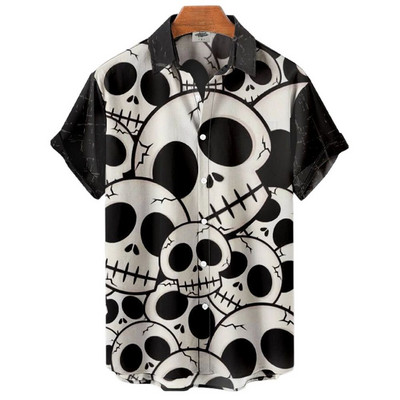 Cămăși de Halloween 2022 pentru bărbați Cămăși pentru bărbați cu schelet Cămăși hawaiane pentru bărbați Costume festive Street Hip Hop Fashion Top cu mânecă scurtă