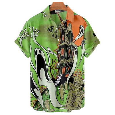 Cămăși de Halloween 2022 pentru bărbați Cămăși pentru bărbați cu schelet Cămăși hawaiane pentru bărbați Costume festive Street Hip Hop Fashion Top cu mânecă scurtă