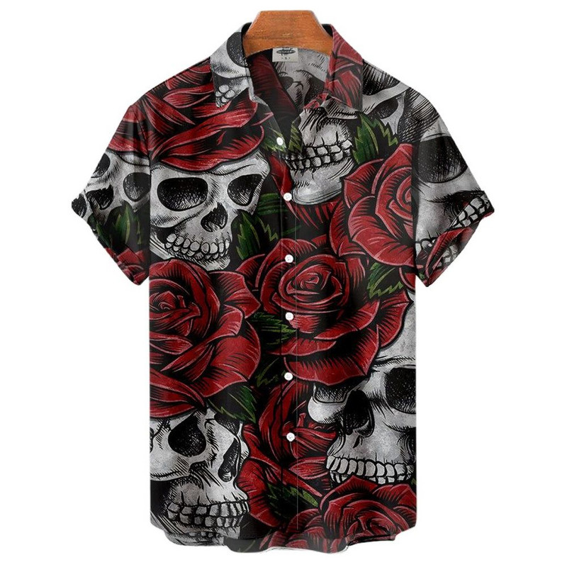 Cămăși de Halloween 2022 pentru bărbați Cămăși pentru bărbați cu schelet Cămăși hawaiane pentru bărbați Costume festive Street Hip Hop Fashion Top cu mânecă scurtă