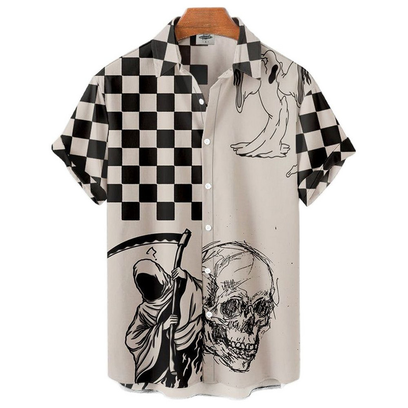 Cămăși de Halloween 2022 pentru bărbați Cămăși pentru bărbați cu schelet Cămăși hawaiane pentru bărbați Costume festive Street Hip Hop Fashion Top cu mânecă scurtă
