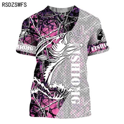Suvine 3D-prinditud karpkala muster Meeste naiste vabaaja T-särk Moesuund õues kalapüük Hip-hop lühikeste varrukatega hingavad topid