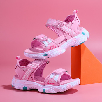 2023 Летни маркови нехлъзгащи се плажни обувки Детски сандали Ежедневни обувки за момичета Детски цветя Плоски обувки на принцеса Размер 29-38