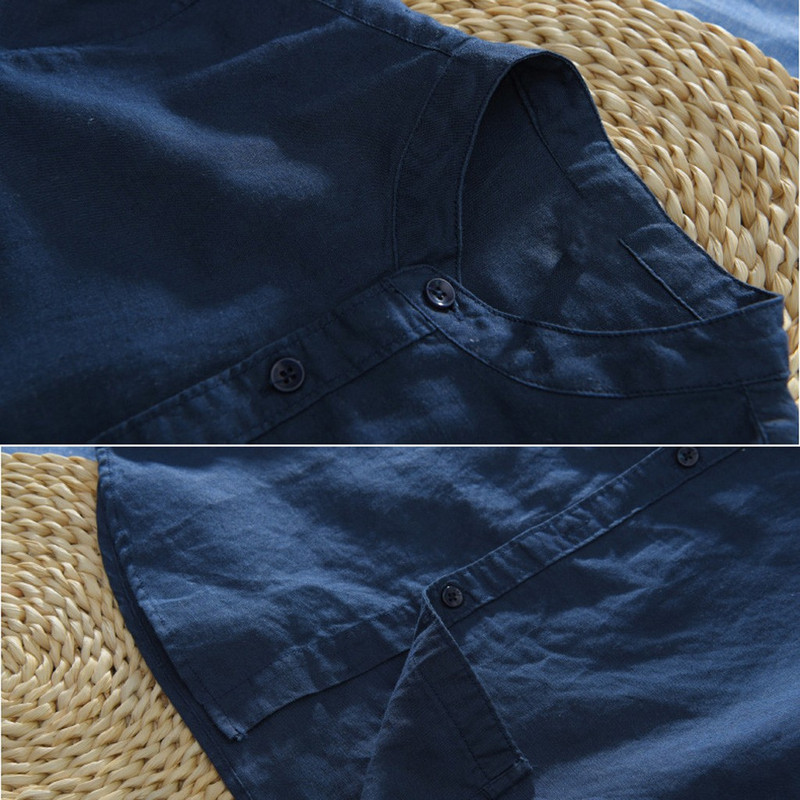 2023. aasta uus meeste vabaaja pluus Puuvillane linane särk avara ülaosaga lühikeste varrukatega triiksärk Suvine igapäevane vabaaja ilus meeste särk Blusa