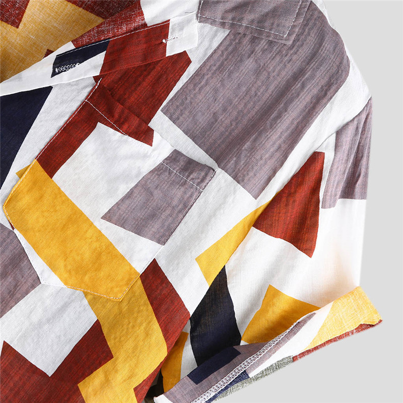 2021 Νέο βαμβακερό ανδρικό πουκάμισο Ethnic print Vintage κοντομάνικο μπλουζάκια Streetwear Tess Loose ανδρικά ρούχα παραλίας Χαβάης πουκάμισα διακοπών