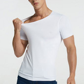 M-5XL meeste suvine jääsiidist särk lühikeste varrukatega õmblusteta V-kaelusega ülaosa ühevärviline Üliõhuke ja lahe sport T-särk Plus Size