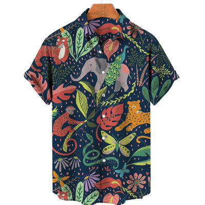 Unisex Ljetna havajska košulja 2022. Muška košulja s 3D životinjskim printom Muška i ženska majica tigrastog uzorka kratkih rukava, široka prozračna majica 5xl