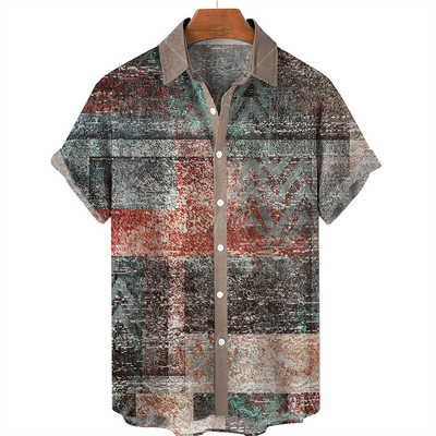 Madingi Havajų vyriški marškiniai Laisvalaikio marginti marškiniai vyrams S Drabužiai Didelės apimties trumpomis rankovėmis užsegami marškinėliai Gamintojo viršus
