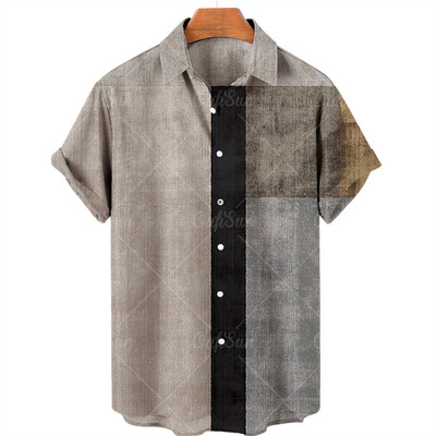 Madingi Havajų vyriški marškiniai Laisvalaikio marginti marškiniai vyrams S Drabužiai Didelės apimties trumpomis rankovėmis užsegami marškinėliai Gamintojo viršus