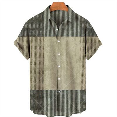 Madingi Havajų vyriški marškiniai Laisvalaikio marginti marškiniai vyrams S Drabužiai Didelės apimties trumpomis rankovėmis užsegami marškinėliai Gamintojo viršus
