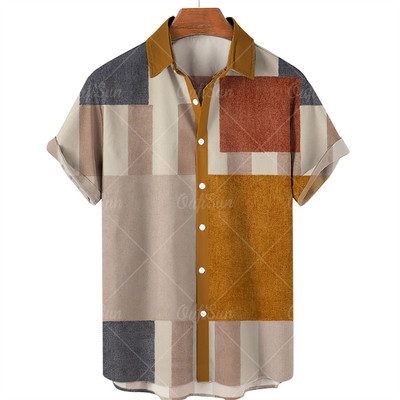 Madingi Havajų vyriški marškiniai Laisvalaikio marginti marškiniai vyrams S Drabužiai Didelės apimties trumpomis rankovėmis užsegami marškinėliai Gamintojo viršus