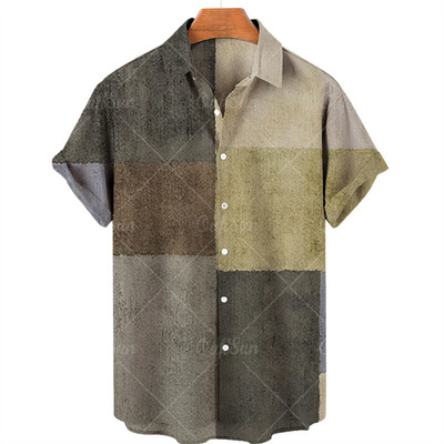 Madingi Havajų vyriški marškiniai Laisvalaikio marginti marškiniai vyrams S Drabužiai Didelės apimties trumpomis rankovėmis užsegami marškinėliai Gamintojo viršus