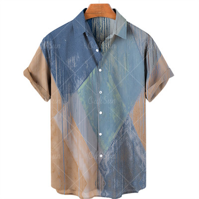 Madingi Havajų vyriški marškiniai Laisvalaikio marginti marškiniai vyrams S Drabužiai Didelės apimties trumpomis rankovėmis užsegami marškinėliai Gamintojo viršus