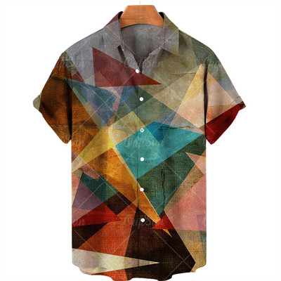 Madingi Havajų vyriški marškiniai Laisvalaikio marginti marškiniai vyrams S Drabužiai Didelės apimties trumpomis rankovėmis užsegami marškinėliai Gamintojo viršus