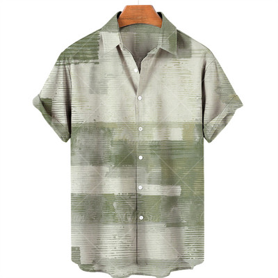 Madingi Havajų vyriški marškiniai Laisvalaikio marginti marškiniai vyrams S Drabužiai Didelės apimties trumpomis rankovėmis užsegami marškinėliai Gamintojo viršus