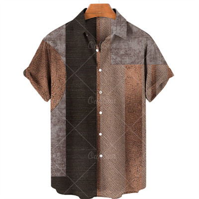 Madingi Havajų vyriški marškiniai Laisvalaikio marginti marškiniai vyrams S Drabužiai Didelės apimties trumpomis rankovėmis užsegami marškinėliai Gamintojo viršus