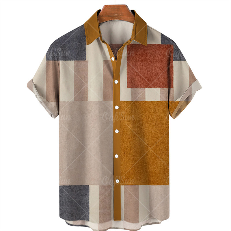 Madingi Havajų vyriški marškiniai Laisvalaikio marginti marškiniai vyrams S Drabužiai Didelės apimties trumpomis rankovėmis užsegami marškinėliai Gamintojo viršus