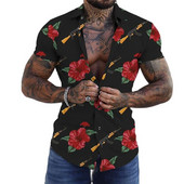 Košulje za muškarce Ljeto Havajski cvjetni 3d print Muška košulja s cvijećem za plažu kratkih rukava Modni gornji dijelovi Majica Homme Bluza Camisa