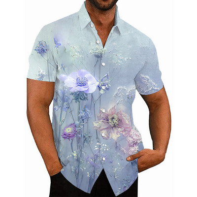 Košulje za muškarce Ljeto Havajski cvjetni 3d print Muška košulja s cvijećem za plažu kratkih rukava Modni gornji dijelovi Majica Homme Bluza Camisa