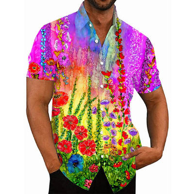 Košulje za muškarce Ljeto Havajski cvjetni 3d print Muška košulja s cvijećem za plažu kratkih rukava Modni gornji dijelovi Majica Homme Bluza Camisa