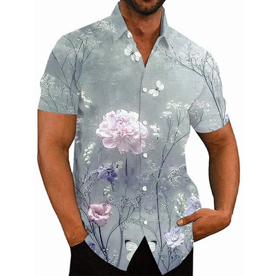 Košulje za muškarce Ljeto Havajski cvjetni 3d print Muška košulja s cvijećem za plažu kratkih rukava Modni gornji dijelovi Majica Homme Bluza Camisa