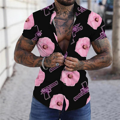 Košulje za muškarce Ljeto Havajski cvjetni 3d print Muška košulja s cvijećem za plažu kratkih rukava Modni gornji dijelovi Majica Homme Bluza Camisa