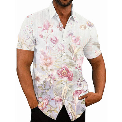 Košulje za muškarce Ljeto Havajski cvjetni 3d print Muška košulja s cvijećem za plažu kratkih rukava Modni gornji dijelovi Majica Homme Bluza Camisa